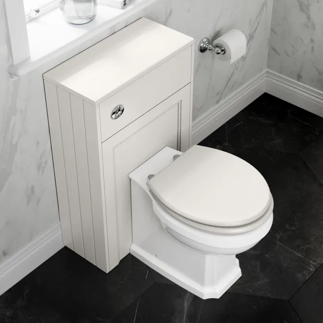 Monaco Cotton White Combination Vanity Basin with Marble Top & Hudson Toilet with Wooden Seat 1000mm