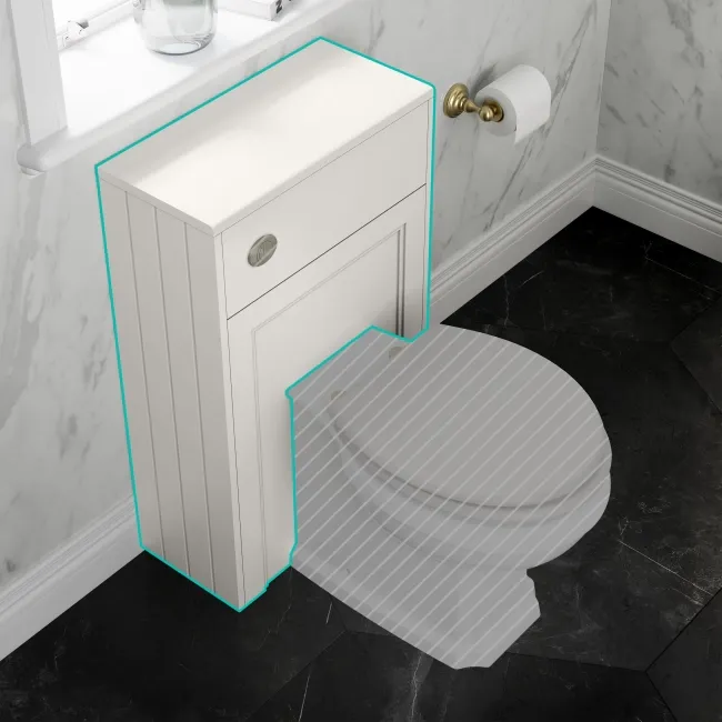 Monaco Cotton White Basin Vanity and Back To Wall Toilet Unit 1000mm (Excludes Pan & Cistern) - Brass Knurled Handles