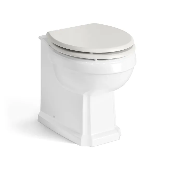 Monaco Cotton White Combination Vanity Basin and Hudson Toilet with Wooden Seat 1000mm - Brass Knurled Handles