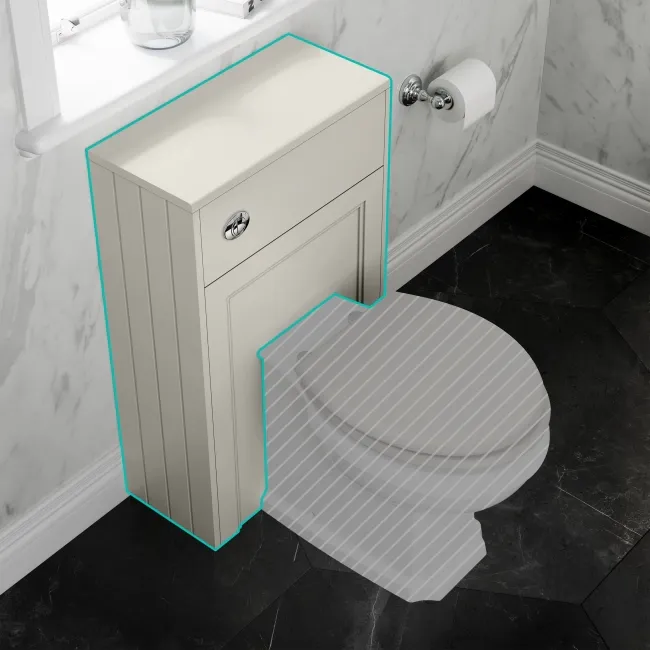 Monaco Linen White Basin Vanity and Back To Wall Toilet Unit 1000mm (Excludes Pan & Cistern)