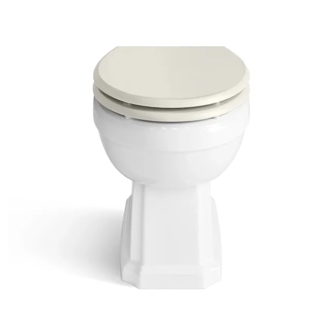 Monaco Linen White Combination Vanity Basin with Marble Top & Hudson Toilet with Wooden Seat 1000mm - Brushed Brass Accents
