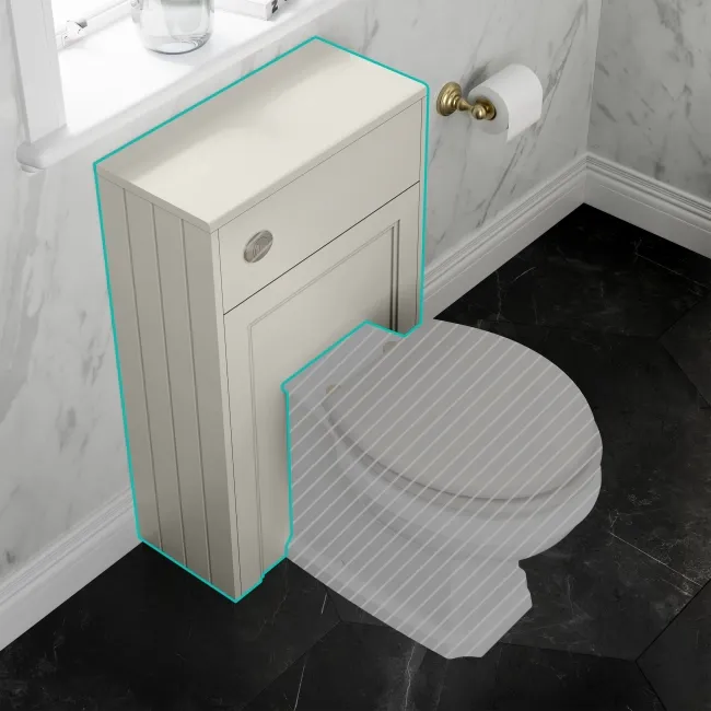 Monaco Linen White Basin Vanity and Back To Wall Toilet Unit 1000mm (Excludes Pan & Cistern) - Brass Knurled Handles