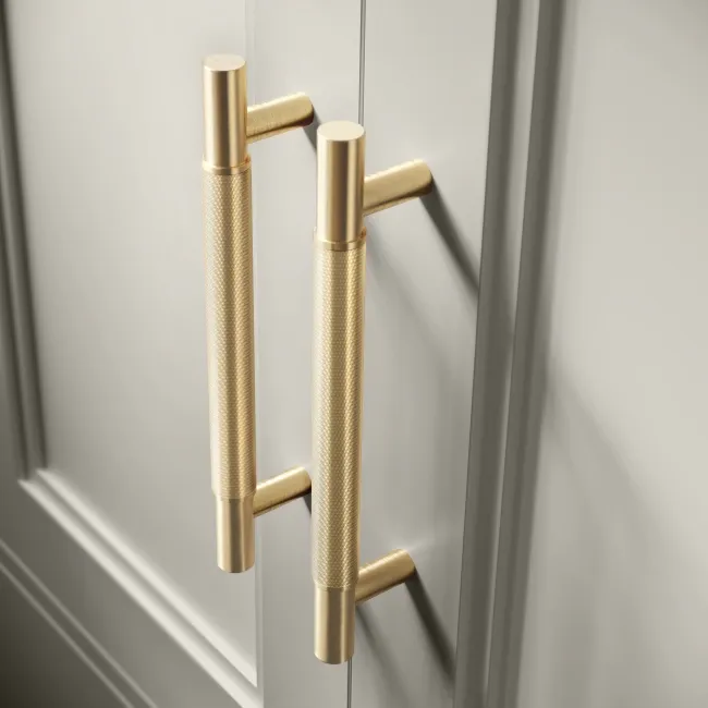 Monaco Linen White Basin Vanity and Back To Wall Toilet Unit 1000mm (Excludes Pan & Cistern) - Brass Knurled Handles