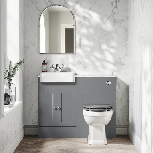 Monaco Fog Grey Combination Vanity Basin with Marble Top 1000mm (Excludes Pan & Cistern)
