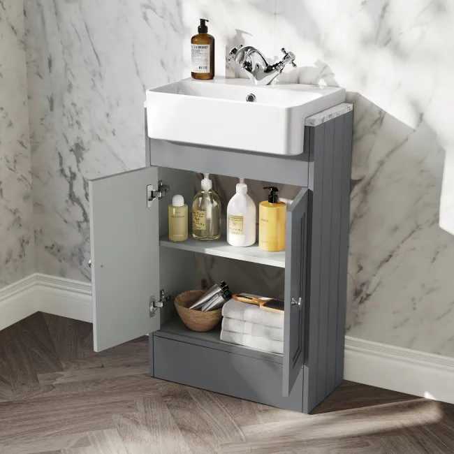 Monaco Fog Grey Combination Vanity Basin with Marble Top 1000mm (Excludes Pan & Cistern)