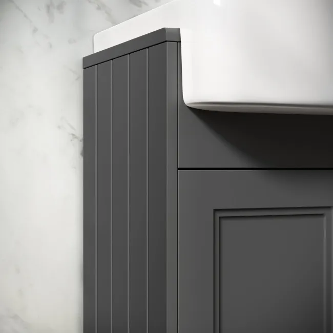 Monaco Slate Grey Combination Vanity Basin and Hudson Toilet with Wooden Seat 1000mm