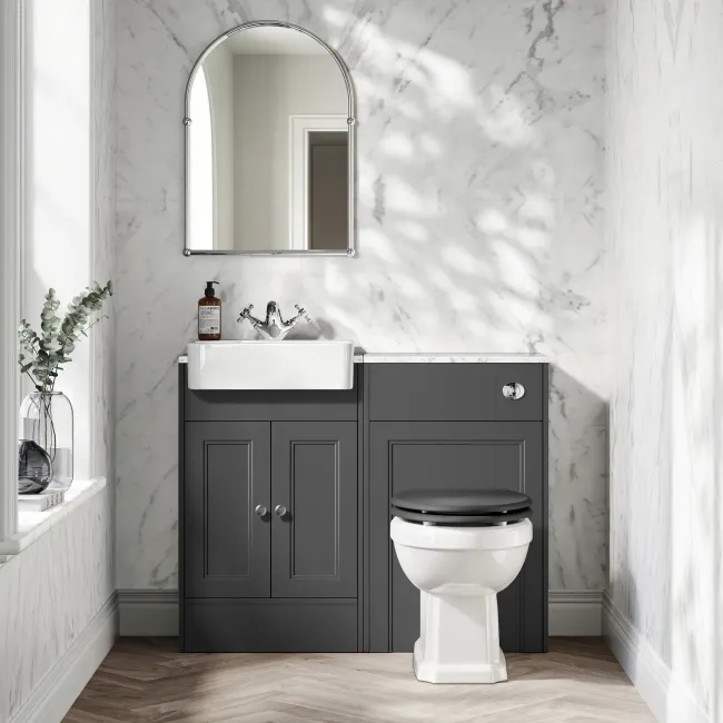 Monaco Slate Grey Combination Vanity Basin with Marble Top 1000mm (Excludes Pan & Cistern)