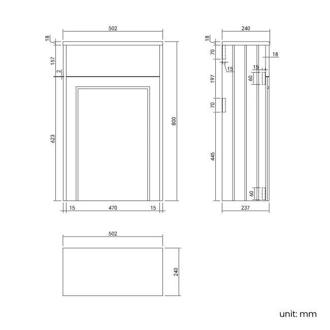 Monaco Slate Grey Combination Vanity Basin with Marble Top 1000mm (Excludes Pan & Cistern) - Brushed Brass Accents