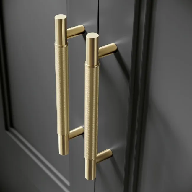 Monaco Slate Grey Basin Vanity 500mm - Brass Knurled Handles