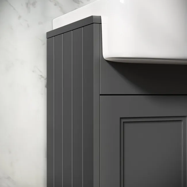 Monaco Slate Grey Basin Vanity 500mm - Brass Knurled Handles