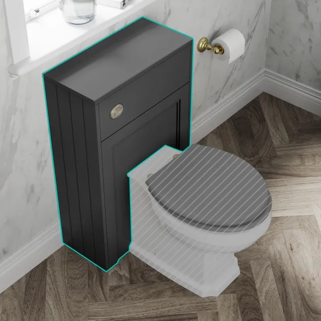 Monaco Slate Grey Basin Vanity and Back To Wall Toilet Unit 1000mm (Excludes Pan & Cistern) - Brass Knurled Handles