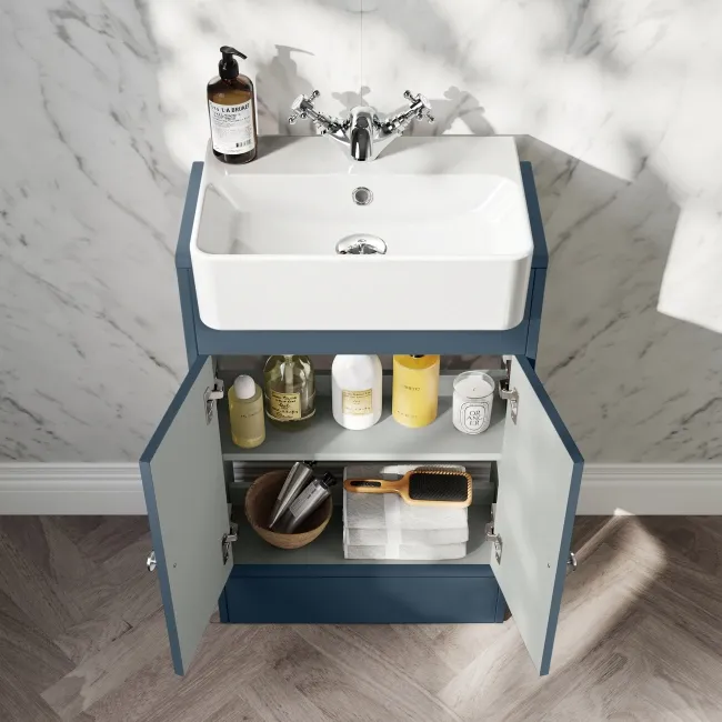 Monaco Navy Blue Basin Vanity and Back To Wall Toilet Unit 1000mm (Excludes Pan & Cistern)
