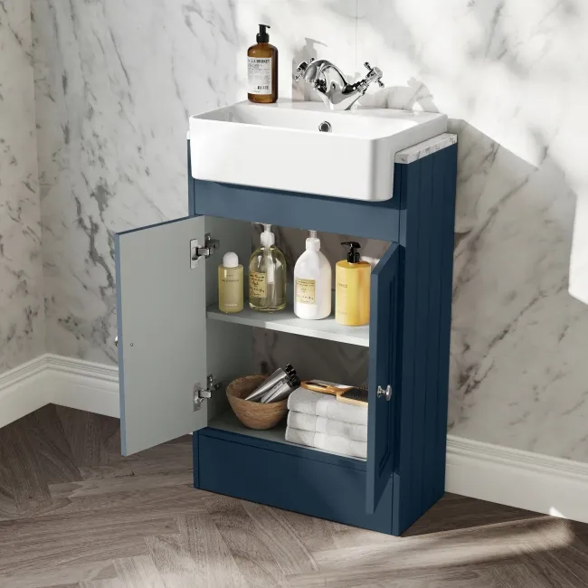Monaco Navy Blue Combination Vanity Basin with Marble Top 1000mm (Excludes Pan & Cistern)