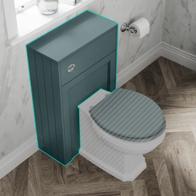 Monaco Mystic Green Basin Vanity and Back To Wall Toilet Unit 1000mm (Excludes Pan & Cistern)