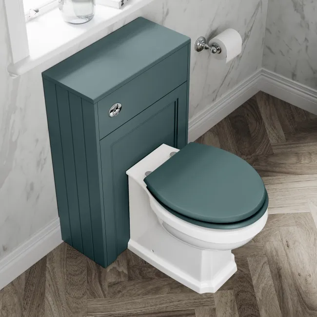 Monaco Mystic Green Combination Vanity Basin and Hudson Toilet with Wooden Seat 1000mm