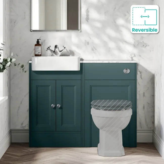Monaco Mystic Green Combination Vanity Basin with Marble Top 1000mm (Excludes Pan & Cistern)