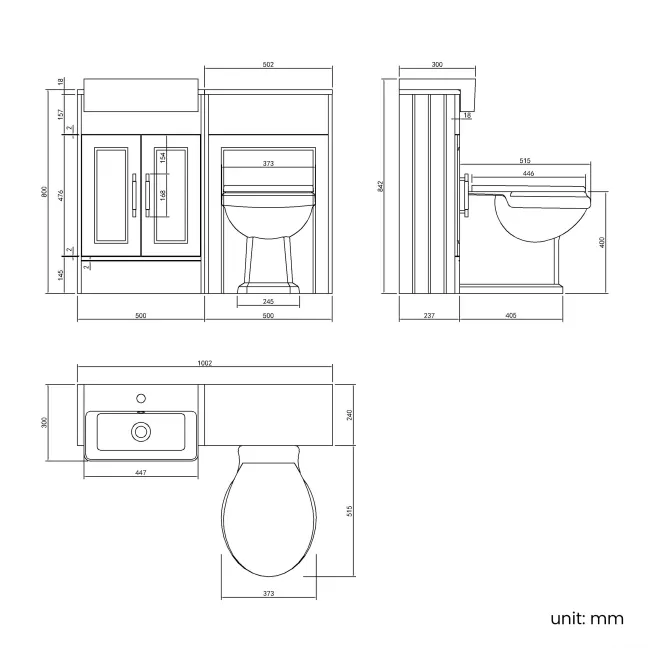 Monaco Mystic Green Combination Vanity Basin and Hudson Toilet with Wooden Seat 1000mm - Brass Knurled Handles