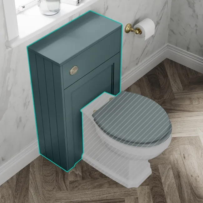 Monaco Mystic Green Combination Vanity Basin with Marble Top 1000mm (Excludes Pan & Cistern) - Brass Knurled Handles