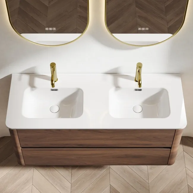 Jerez Black Walnut Wall Hung Double Basin Drawer Vanity 1200mm