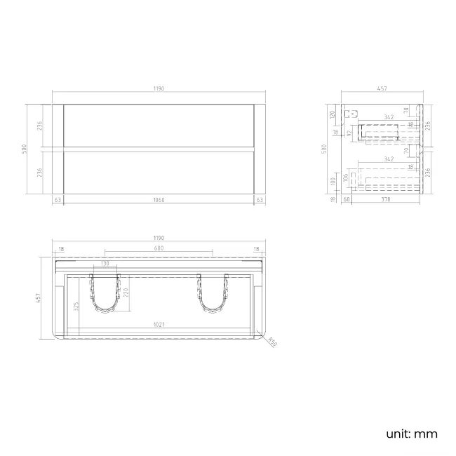 Jerez Black Walnut Double Wall Hung Drawer Vanity with Marble Top & Marin Basin 1200mm