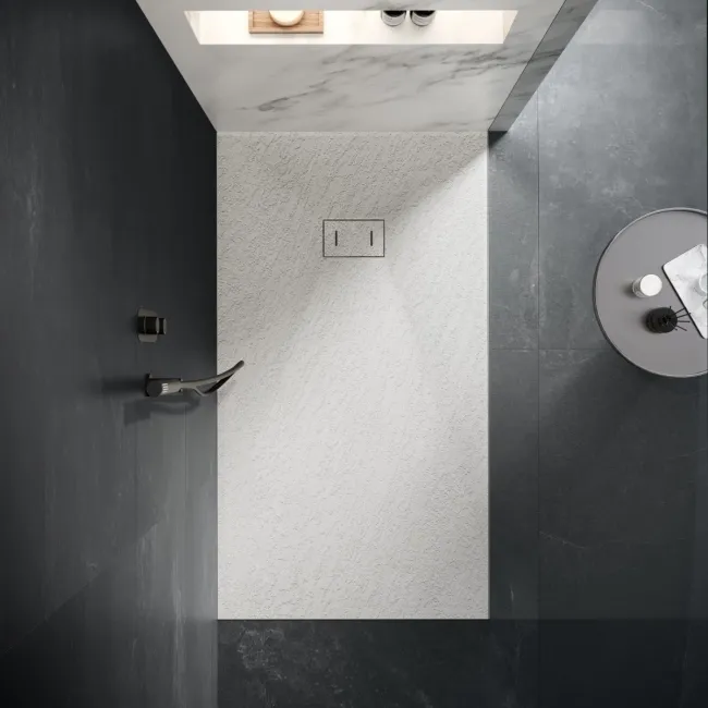 Berlin Rectangular Matt White Slate Effect SMC Composite Shower Tray 1600x700mm