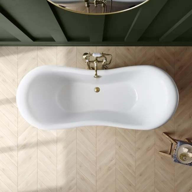 Tonbridge 1600mm Roll Top Bath - Brushed Brass Ball Feet