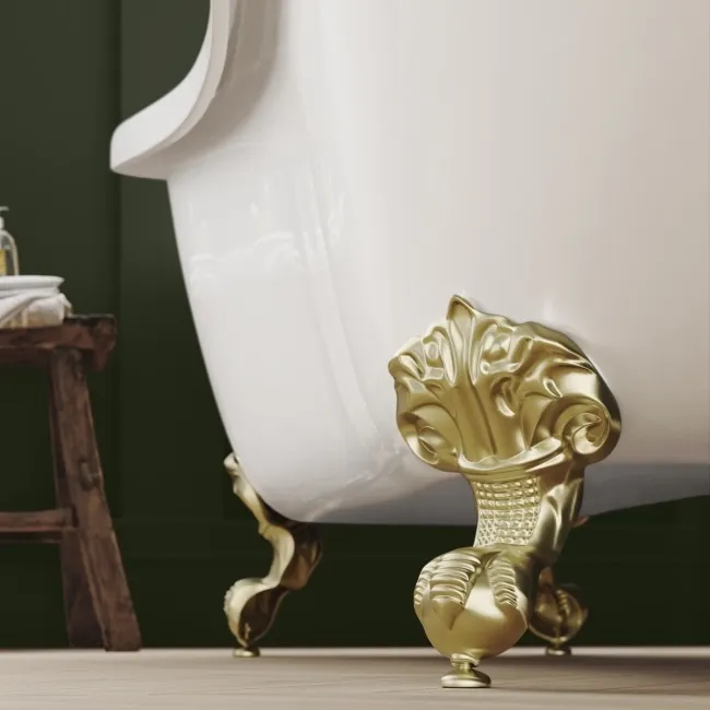 Tonbridge 1600mm Roll Top Bath - Brushed Brass Ball Feet