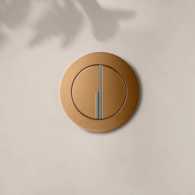 Detroit Cable Operated Concealed Cistern With Brushed Copper Round Push Button Dia.48mm