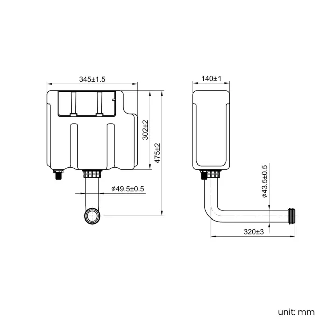Detroit Cable Operated Concealed Cistern With Brushed Copper Round Push Button Dia.48mm