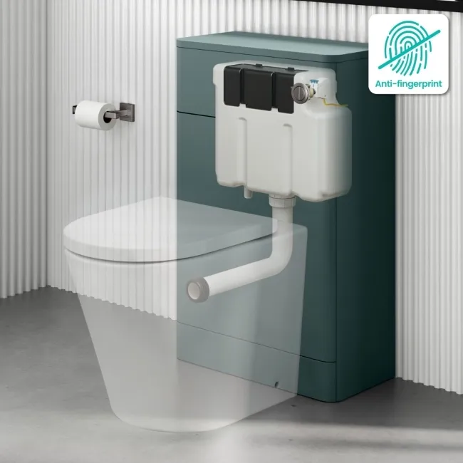 Detroit Cable Operated Concealed Cistern With Brushed Gunmetal Round Push Button Dia.48mm