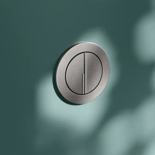 Detroit Cable Operated Concealed Cistern With Brushed Gunmetal Round Push Button Dia.48mm
