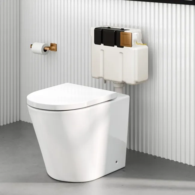Detroit Cable Operated Concealed Cistern With Brushed Copper Square Push Button