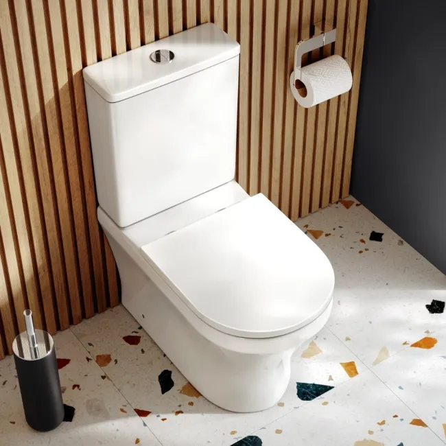 Beverly Rimless Tornado Fully Back To Wall Close Coupled Toilet With Premium Soft Close Seat