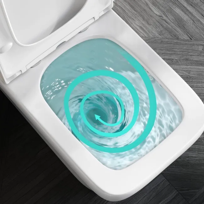 Ventura Rimless Tornado Fully Back To Wall Close Coupled Toilet With Premium Soft Close Seat