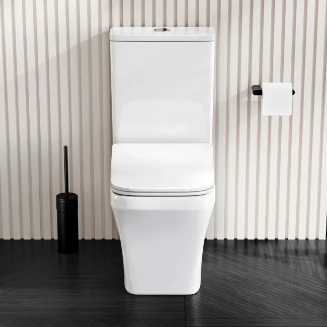 Ventura Rimless Tornado Fully Back To Wall Close Coupled Toilet With Premium Soft Close Slim Seat