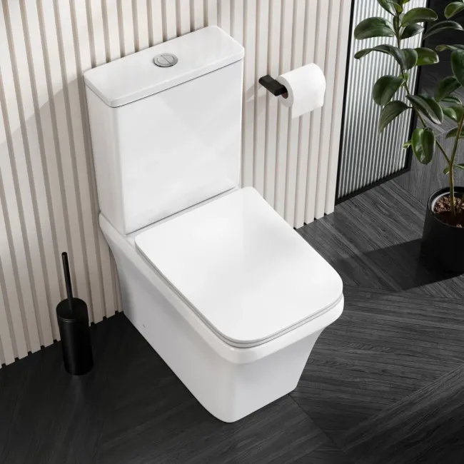 Ventura Rimless Tornado Fully Back To Wall Close Coupled Toilet With Premium Soft Close Slim Seat