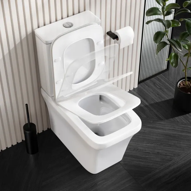 Ventura Rimless Tornado Fully Back To Wall Close Coupled Toilet With Premium Soft Close Slim Seat