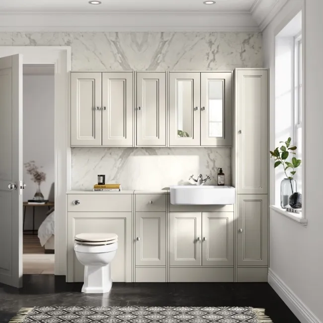 Monaco Chalk White Combination Vanity Basin 1500mm (excludes Pan + Cistern)