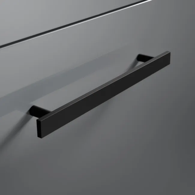 Avon Stone Grey Combination Basin Drawer and Atlanta Toilet 1100mm - Black Accents - Left Handed