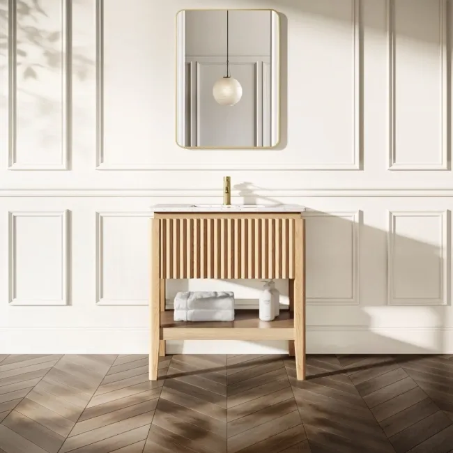 Maru Oak Carrara Marble Vanity Unit & Undermount Basin 800mm