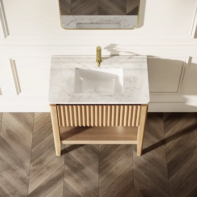 Maru Oak Carrara Marble Vanity Unit & Undermount Basin 800mm