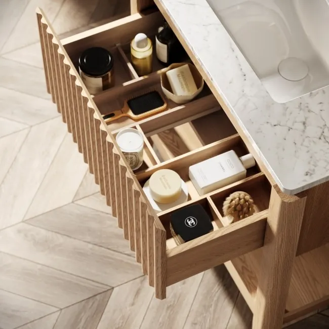 Maru Oak Carrara Marble Vanity Unit & Undermount Basin 800mm