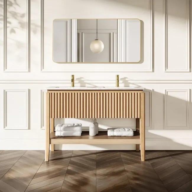 Maru Oak Carrara Marble Vanity Unit & Undermount Basin 1200mm