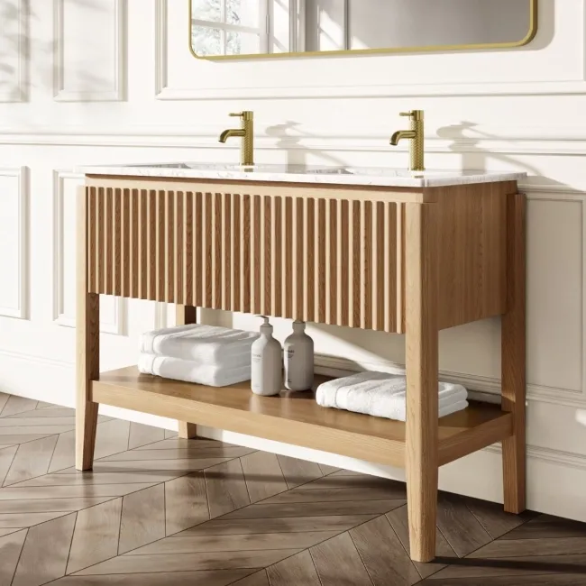 Maru Oak Carrara Marble Vanity Unit & Undermount Basin 1200mm