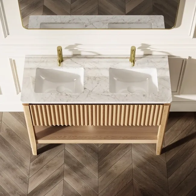 Maru Oak Carrara Marble Vanity Unit & Undermount Basin 1200mm