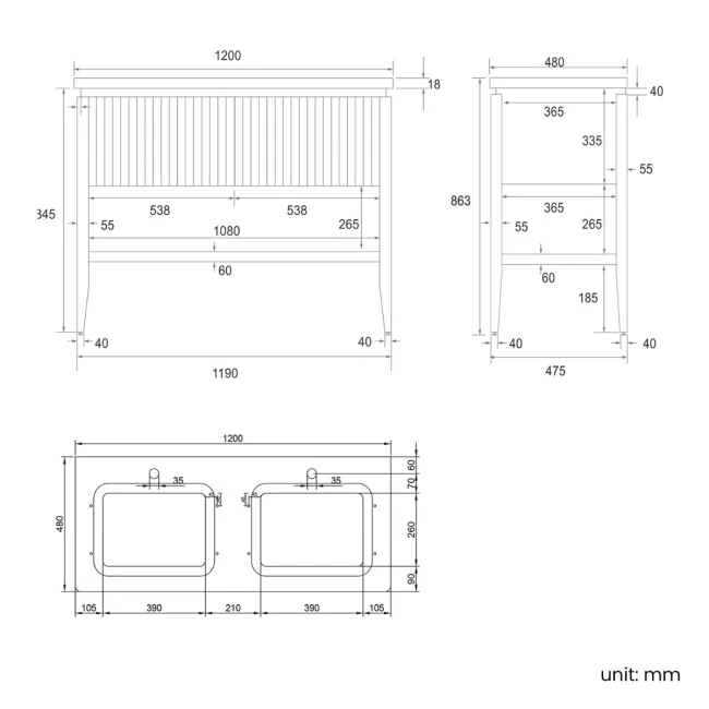 Maru Oak Carrara Marble Vanity Unit & Undermount Basin 1200mm
