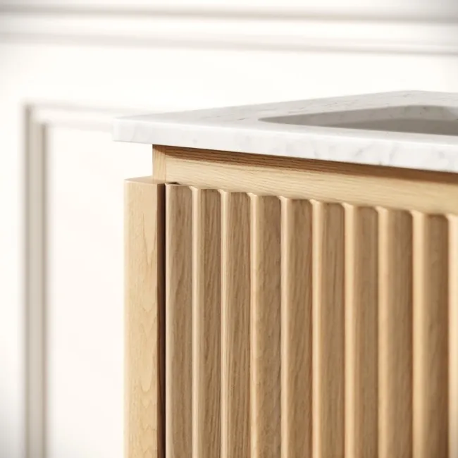 Maru Oak Carrara Marble Vanity Unit & Undermount Basin 1400mm