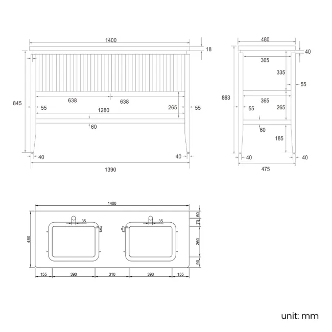 Maru Oak Carrara Marble Vanity Unit & Undermount Basin 1400mm