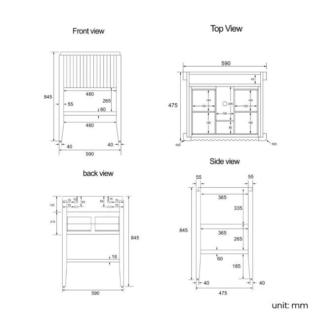 Maru Oak Wood Grain Vanity Cabinet 600mm with Carrara Marble Top - Basin Not Included