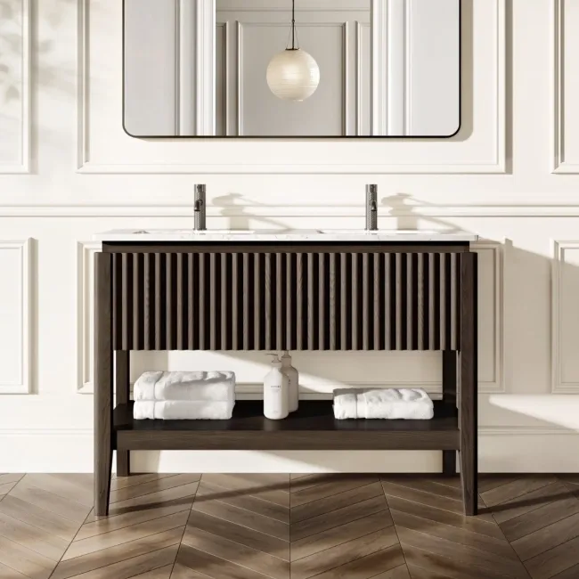 Maru Black Oak Carrara Marble Vanity Unit & Undermount Basin 1200mm